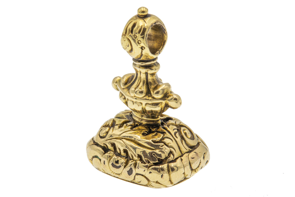 Victorian 9ct Gold Agate Intaglio Fob Pendant, Sea Lion/Selkie