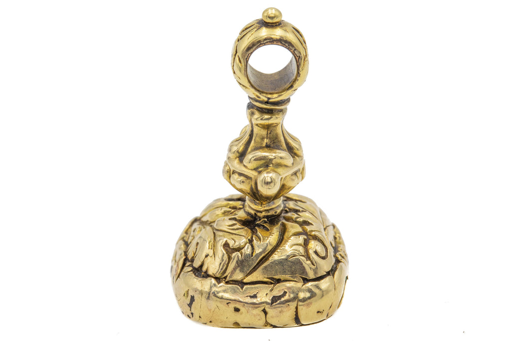 Victorian 9ct Gold Agate Intaglio Fob Pendant, Sea Lion/Selkie