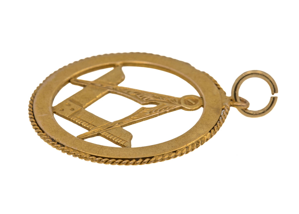 Large Antique 15ct Gold "Square & Compass" Masonic Pendant