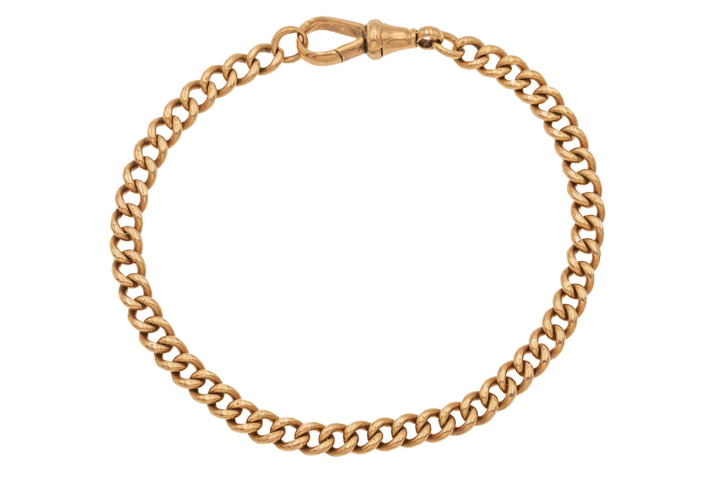 8.5" 9ct Gold Curb Link Bracelet & Dog-clip, 15.8g