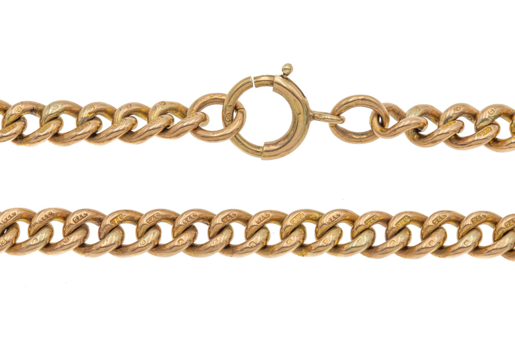 7.5" Victorian 9ct Gold Curb Bracelet with Bolt Ring, 12.6g