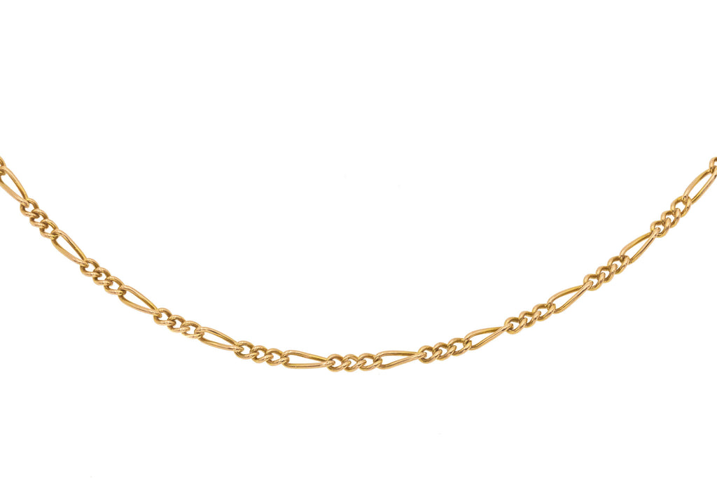 18" Antique 15ct Gold Figaro Link Chain, 6.3g