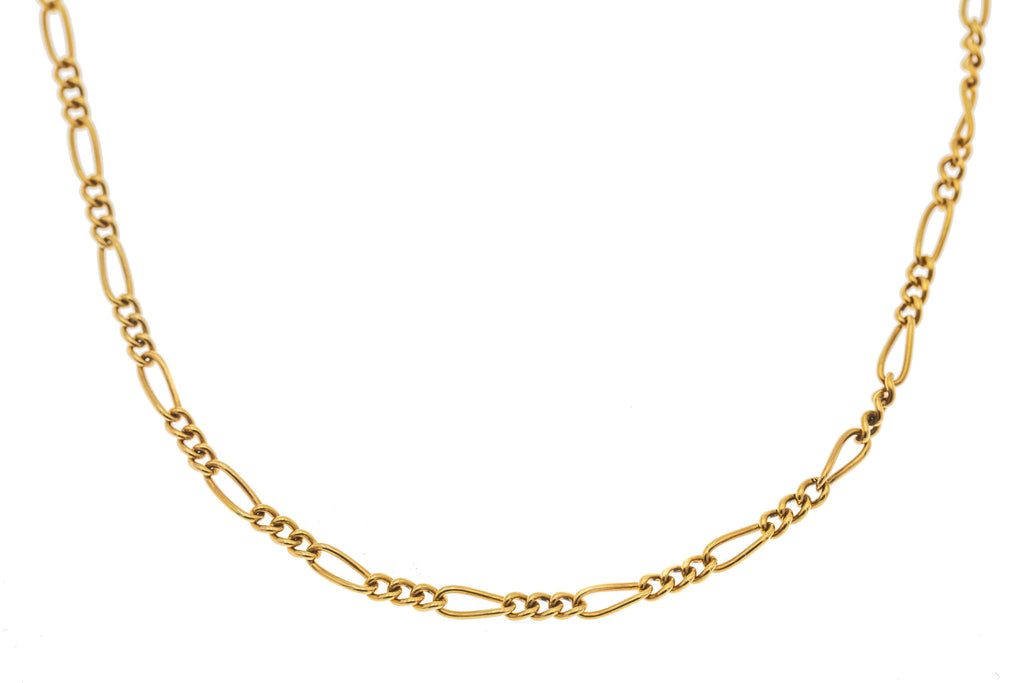 22.5" Antique 9ct Gold Figaro Chain, 10.3g