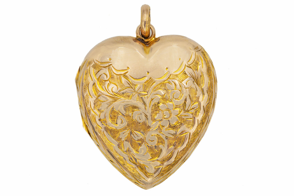 Antique 9ct Gold Heart Locket, Engraved 'Clara from Hedley'