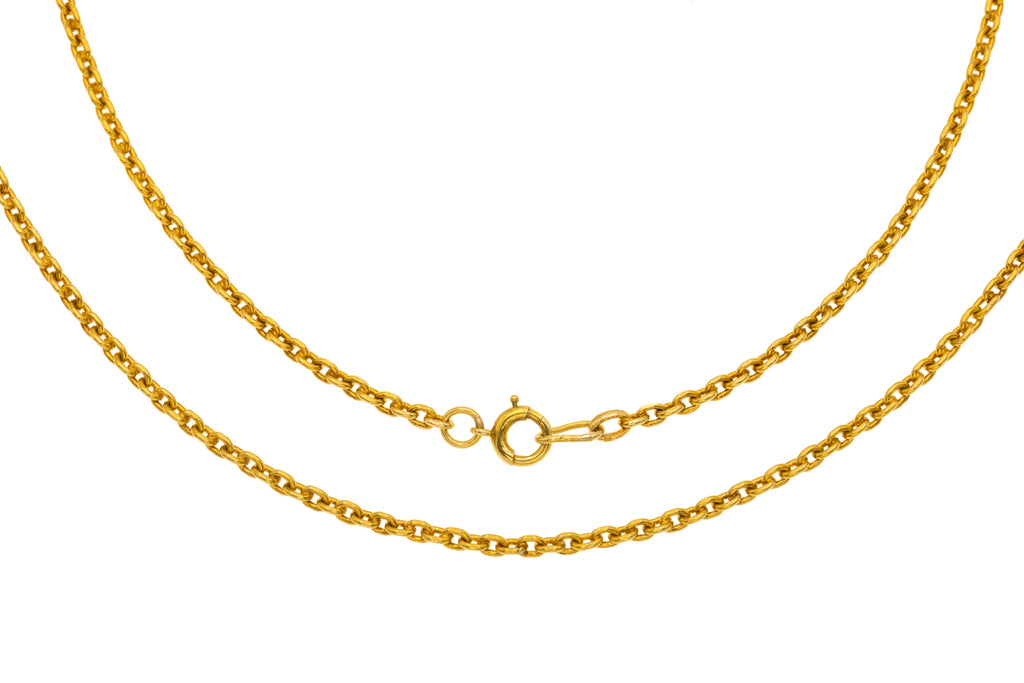17" Antique 18ct Gold Belcher Pendant Chain, 6.6g
