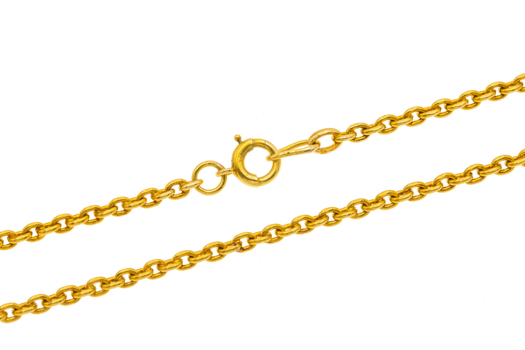 17" Antique 18ct Gold Belcher Pendant Chain, 6.6g