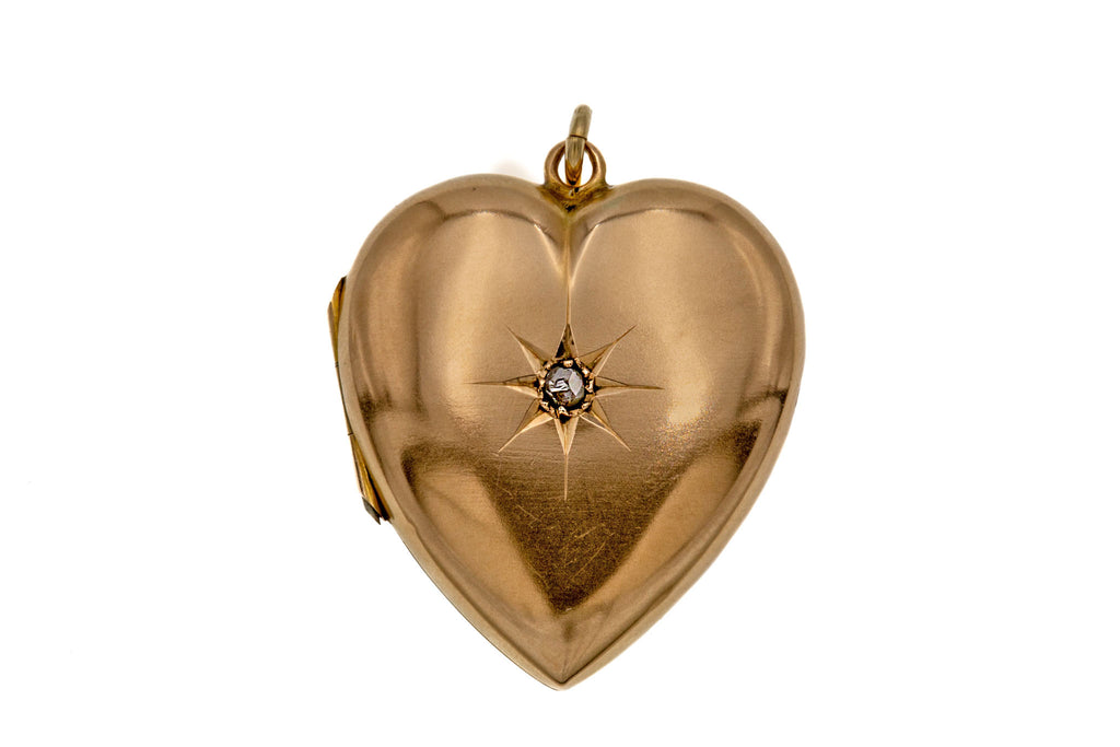Antique 15ct Gold Diamond Heart Locket