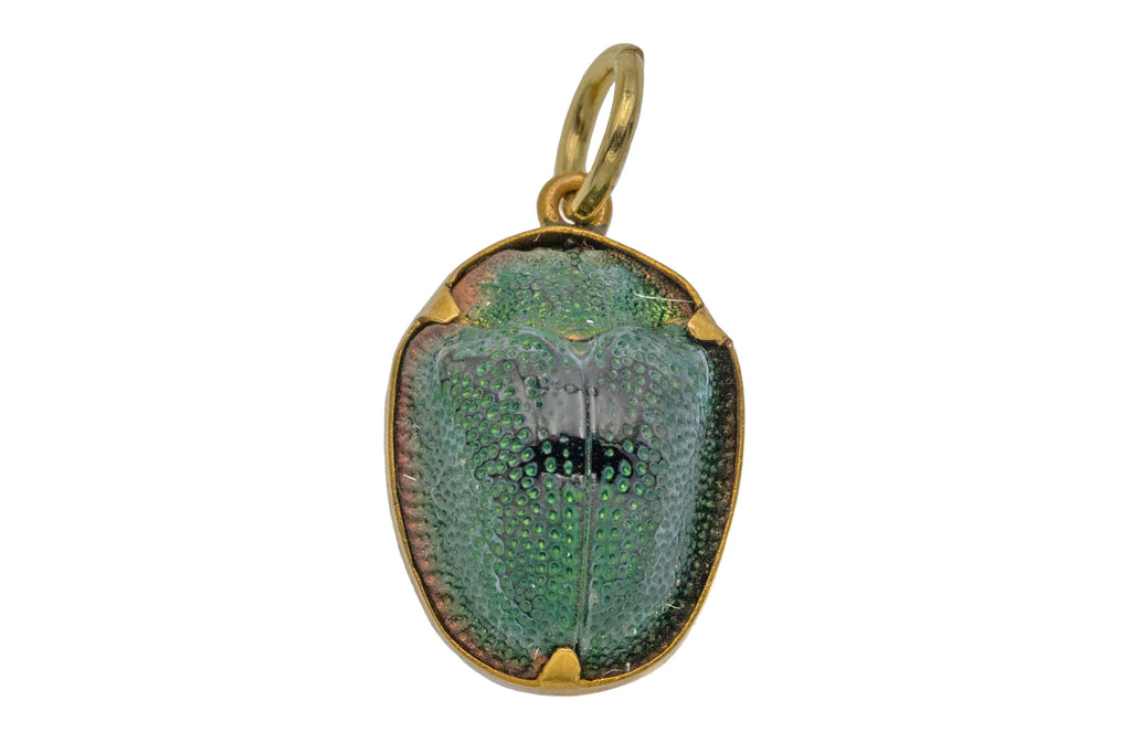 Victorian 18ct Gold Scarab Beetle Charm Pendant