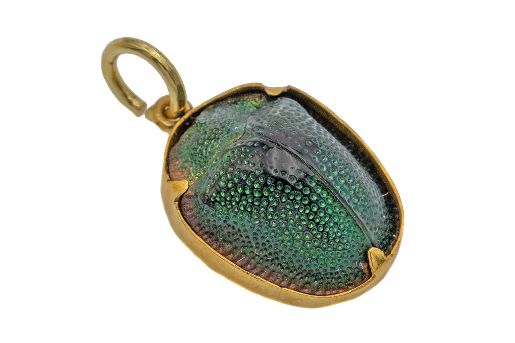 Victorian 18ct Gold Scarab Beetle Charm Pendant