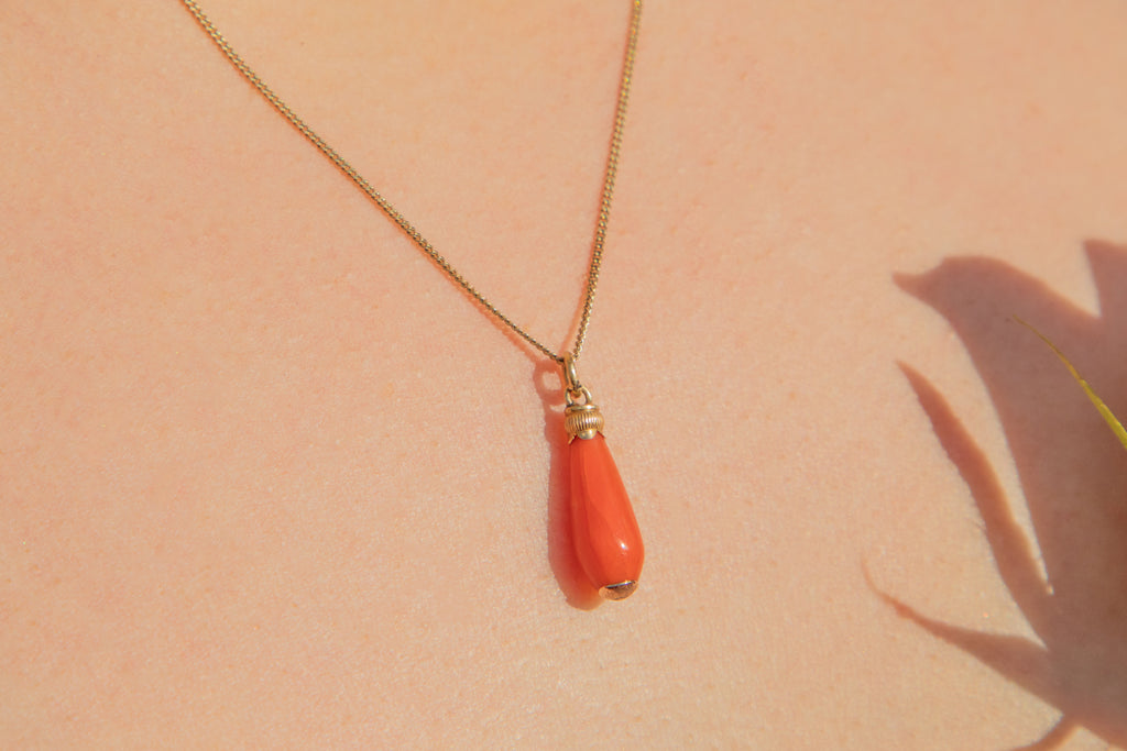 Dainty 14ct Gold Coral Drop Charm
