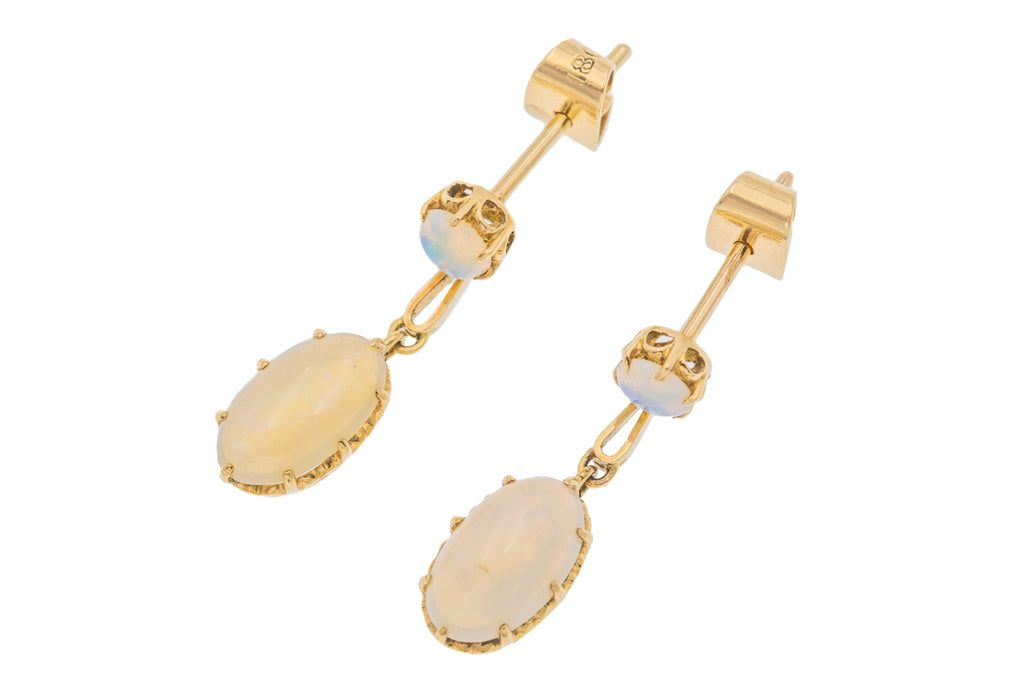 Art Deco 14ct Gold Opal Drop Earrings