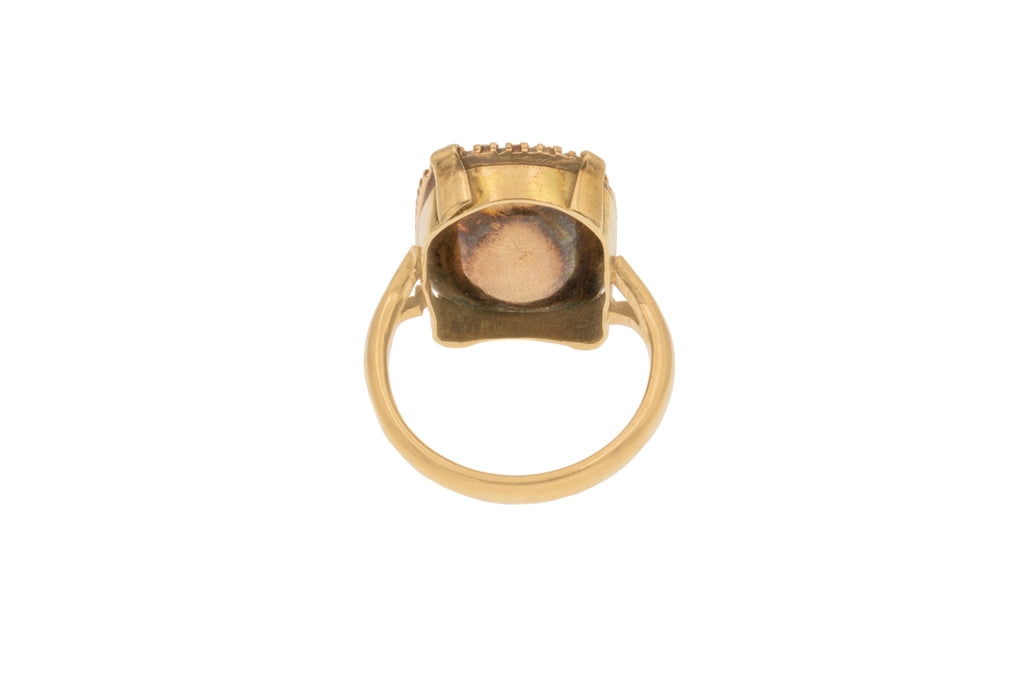 Large 9ct Gold Georgian Flat-Cut Garnet Pearl Cluster Ring, 1.25ct