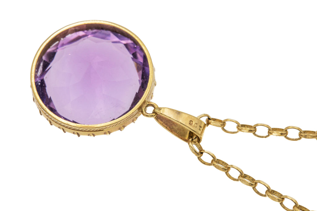 9ct Gold Amethyst Pendant, 15.00ct, with 18" Chain