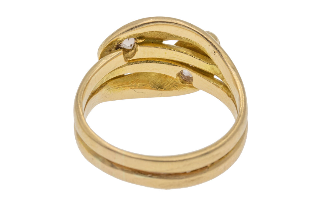 18ct Gold Double Snake Diamond Ring, 0.25ct