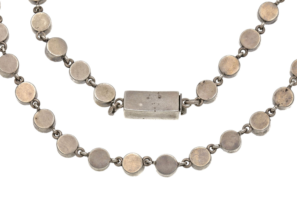 15" Victorian Silver Diamond Paste Riviere Necklace