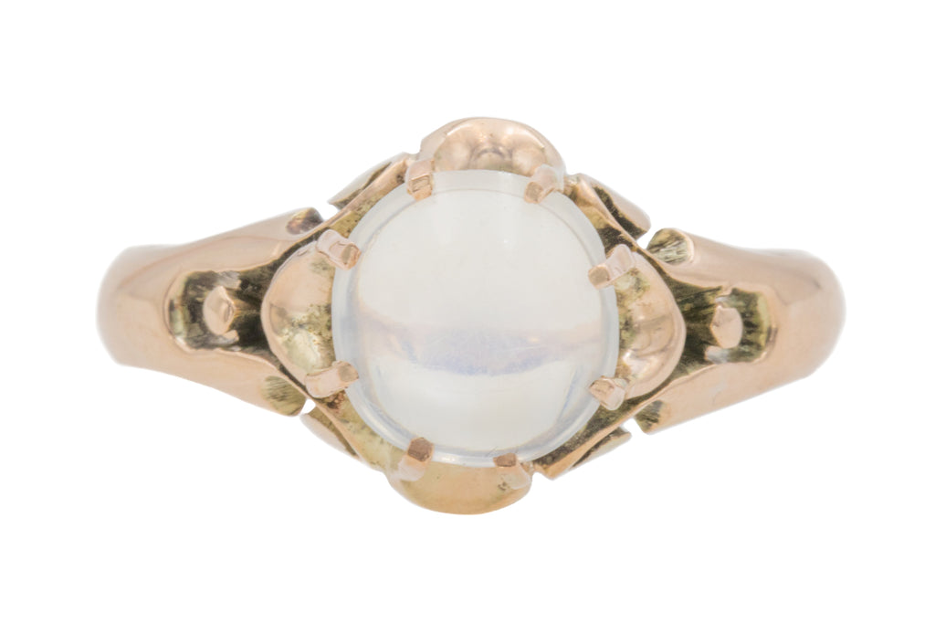 Edwardian 9ct Gold Moonstone Cabochon Solitaire Ring, 2.10ct