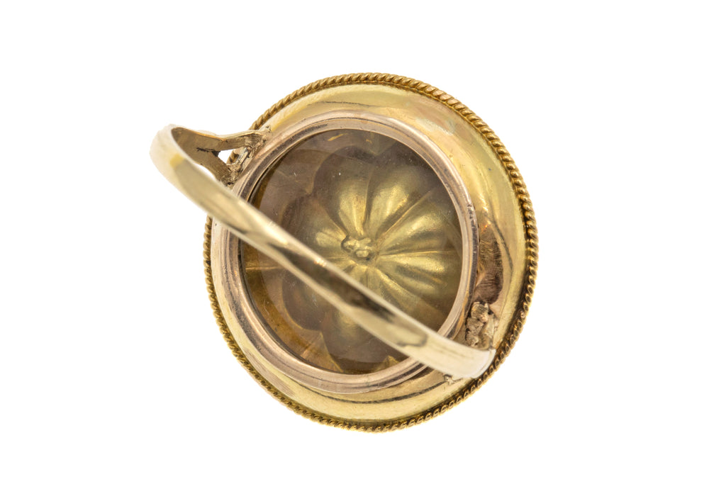 Antique 15ct Gold Cannetille Coral Locket Back Ring