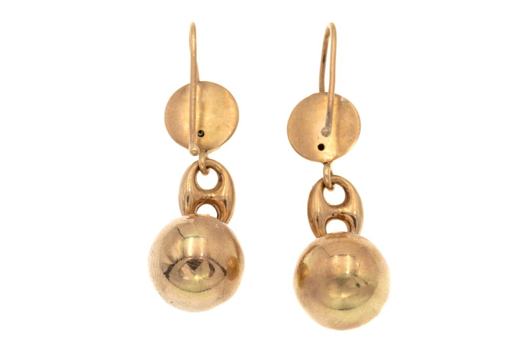 Antique 9ct Gold Mariner Link Drop Earrings