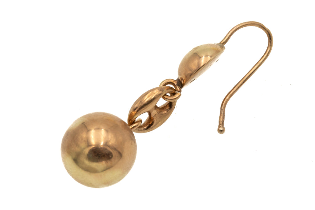 Antique 9ct Gold Mariner Link Drop Earrings