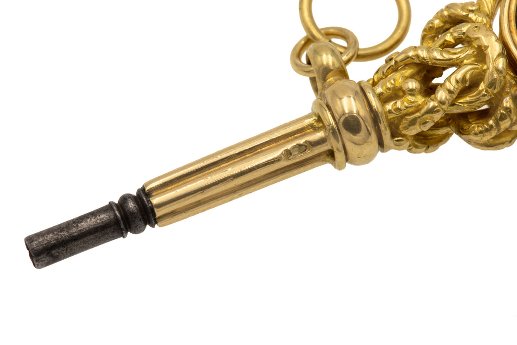 Victorian 15ct Gold Bloodstone Chalcedony Watch Key Pendant