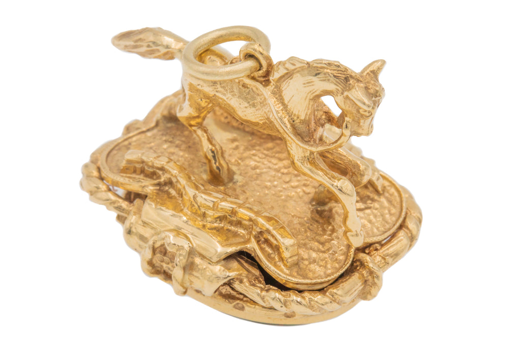 9ct Gold Horse Bloodstone Fob Pendant, 14.5g