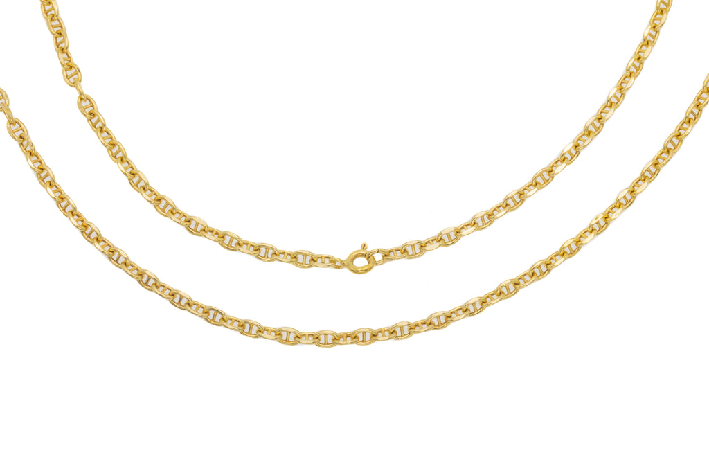 19" 18ct Gold Mariner Link Chain Necklace, 6.2g
