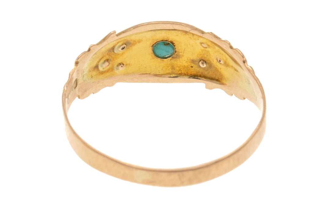 Edwardian 9ct Gold Turquoise Pearl Ring