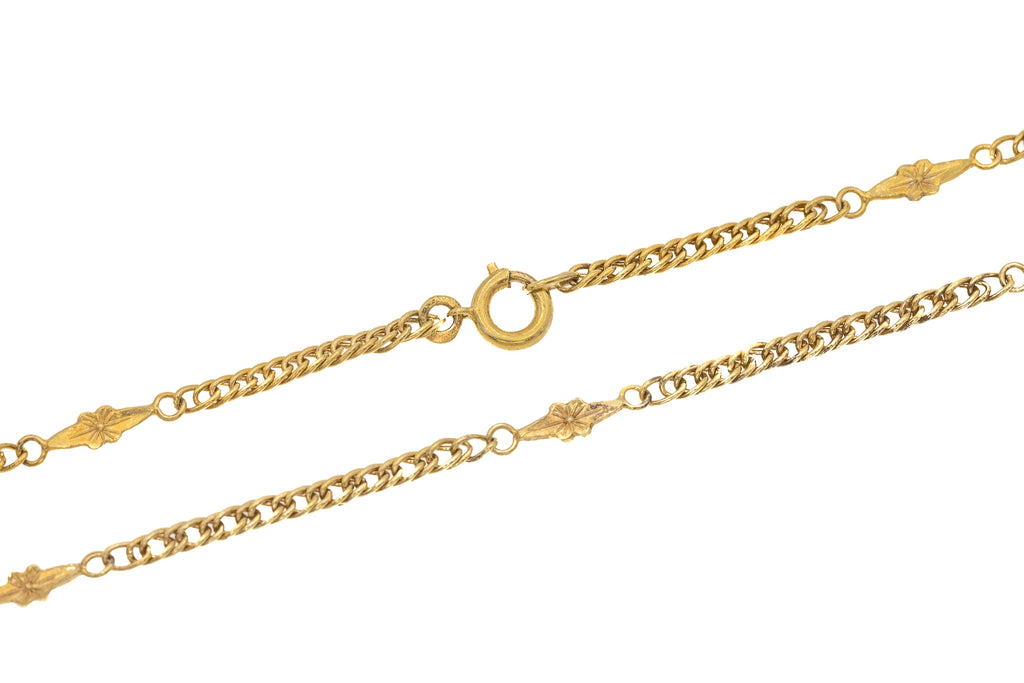 Silver Gilt Chain with Floral Links, 24"