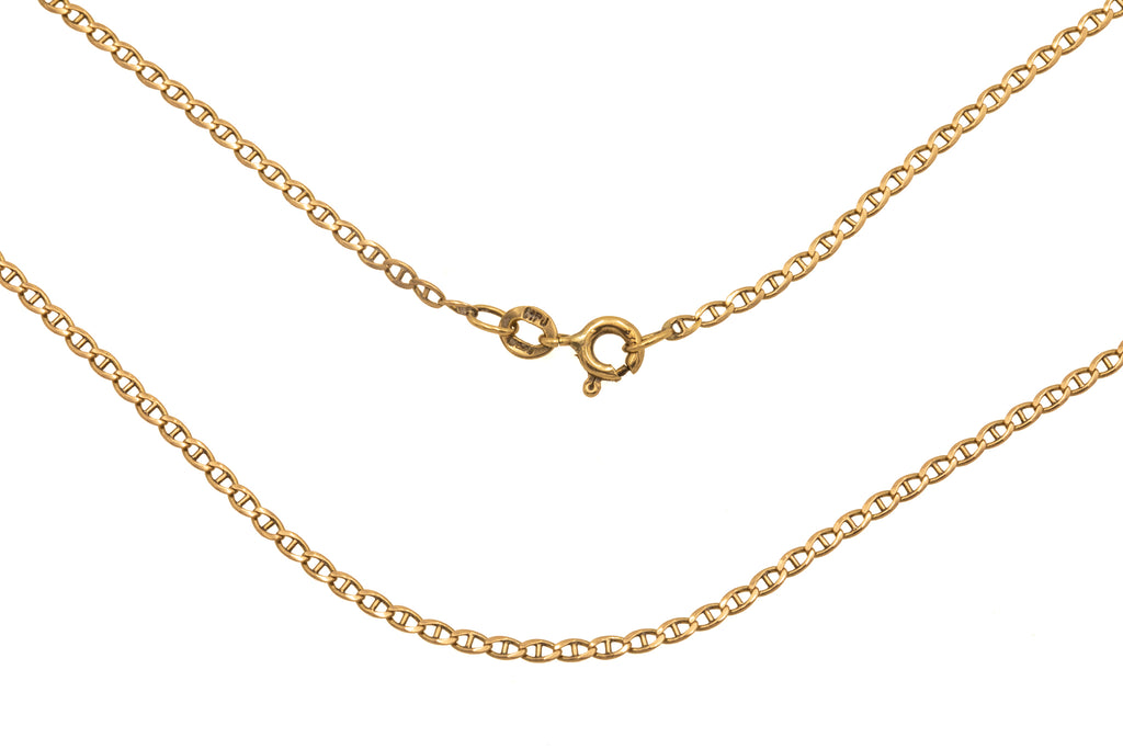 19" 9ct Gold Mini Mariner-Link Chain, 2.6g