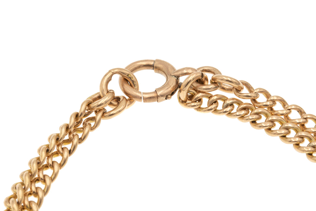 6.5" Antique 9ct Gold Curb Chain Bracelet with Charm Holder, 15.7g