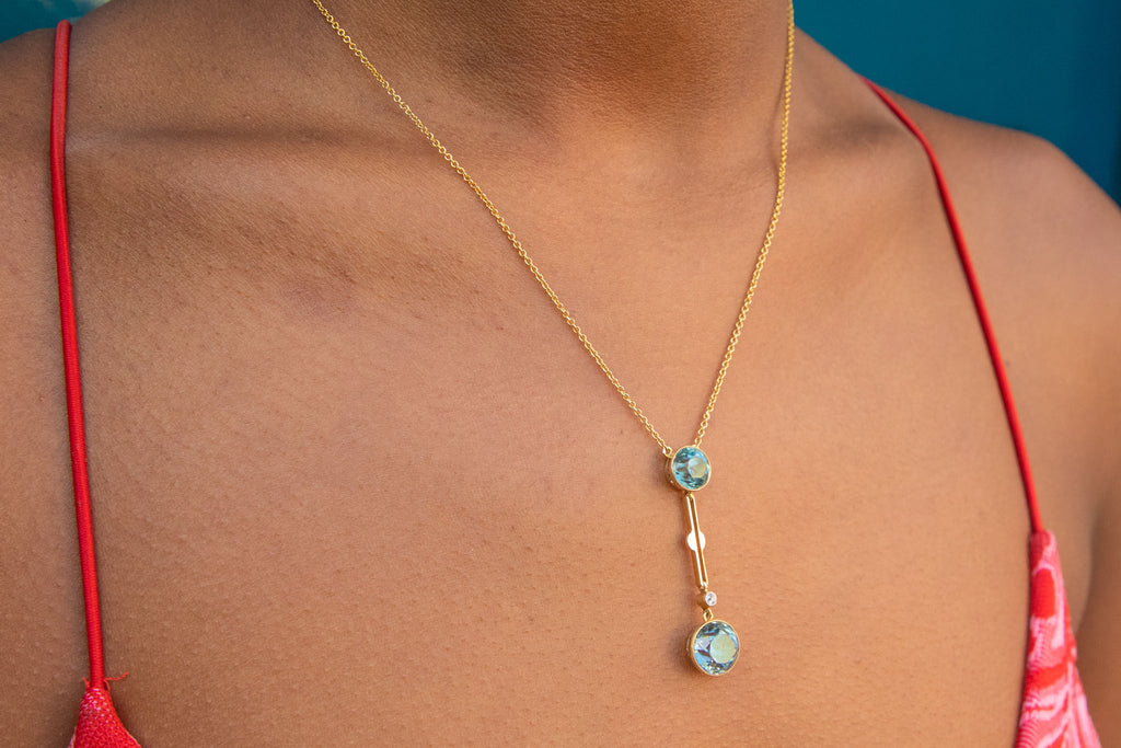 16" 18ct Gold Zircon Diamond Necklace, 7.40ct.