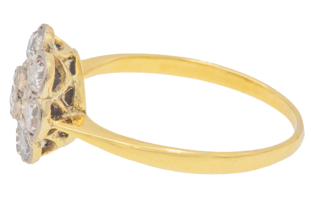 Edwardian 18ct Gold Diamond Flower Cluster Ring, 0.80ct
