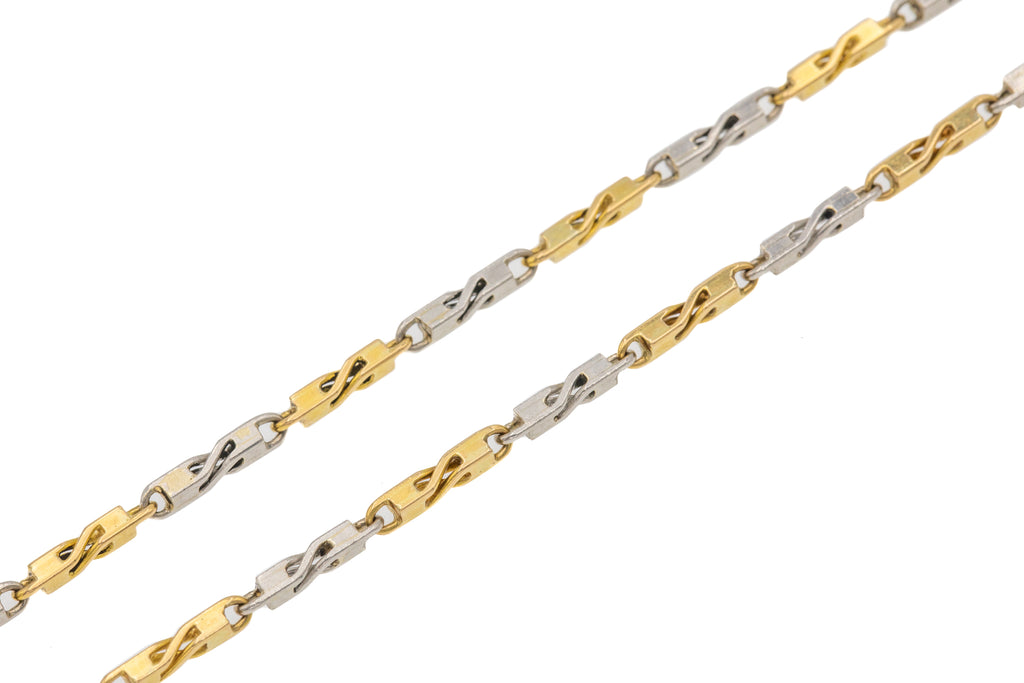 13.5" 18ct Gold & Platinum Choker Necklace, Antique Dog-Clip & Bolt-Ring