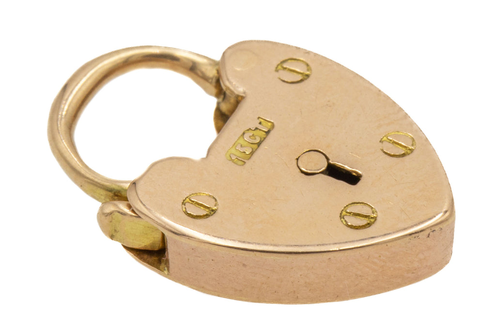 15ct Gold Mini Heart Padlock Charm