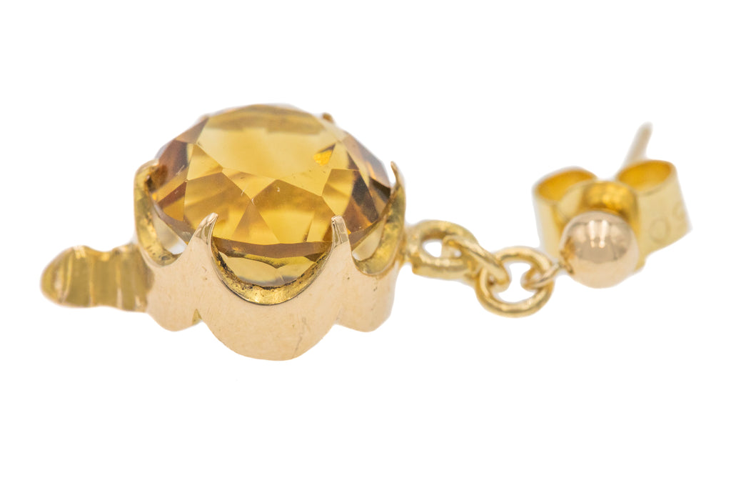 Victorian 15ct Gold Citrine Earrings, 4.00ct