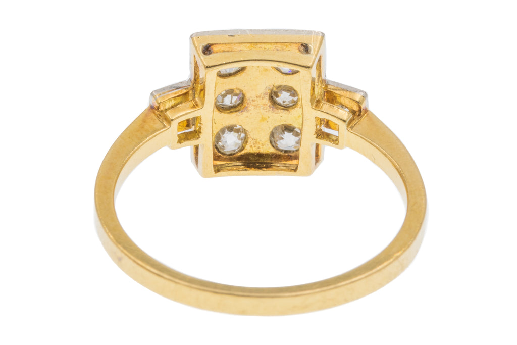 Art Deco 18ct Gold Diamond Panel Ring -0.25ct, Original Box