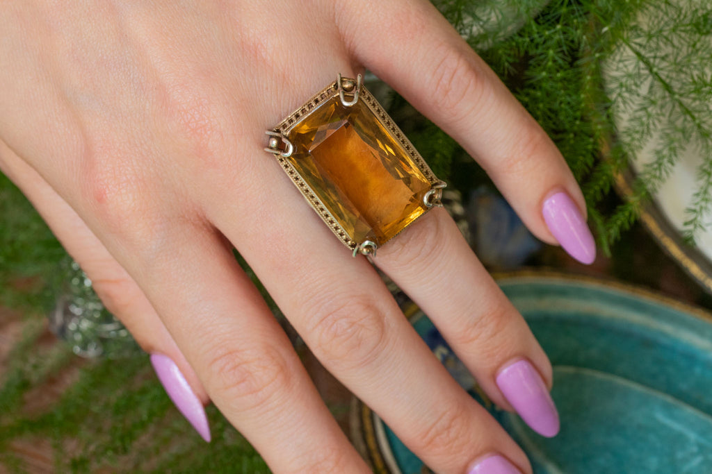 Silver Citrine Cocktail Ring, 30.00ct
