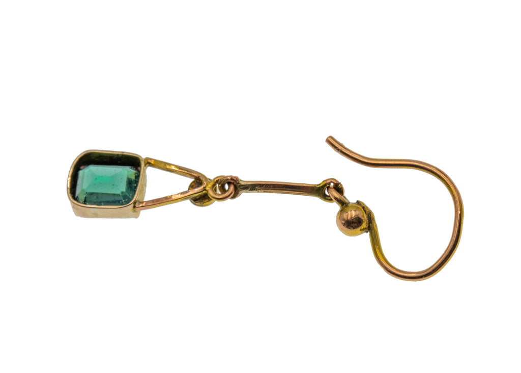 9ct Gold Emerald Paste Seed Pearl Drop Earrings