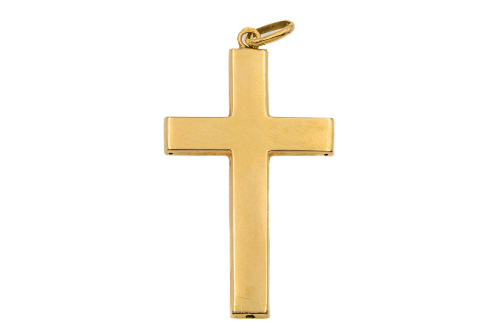 Antique 14ct Gold Engraved Cross, Pearl Star Motif