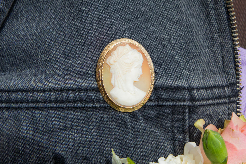 9ct Gold Cameo Brooch, Lady's Portrait