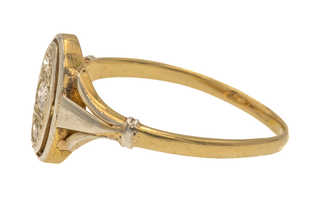 Art Deco 18ct Gold Diamond Trilogy Ring