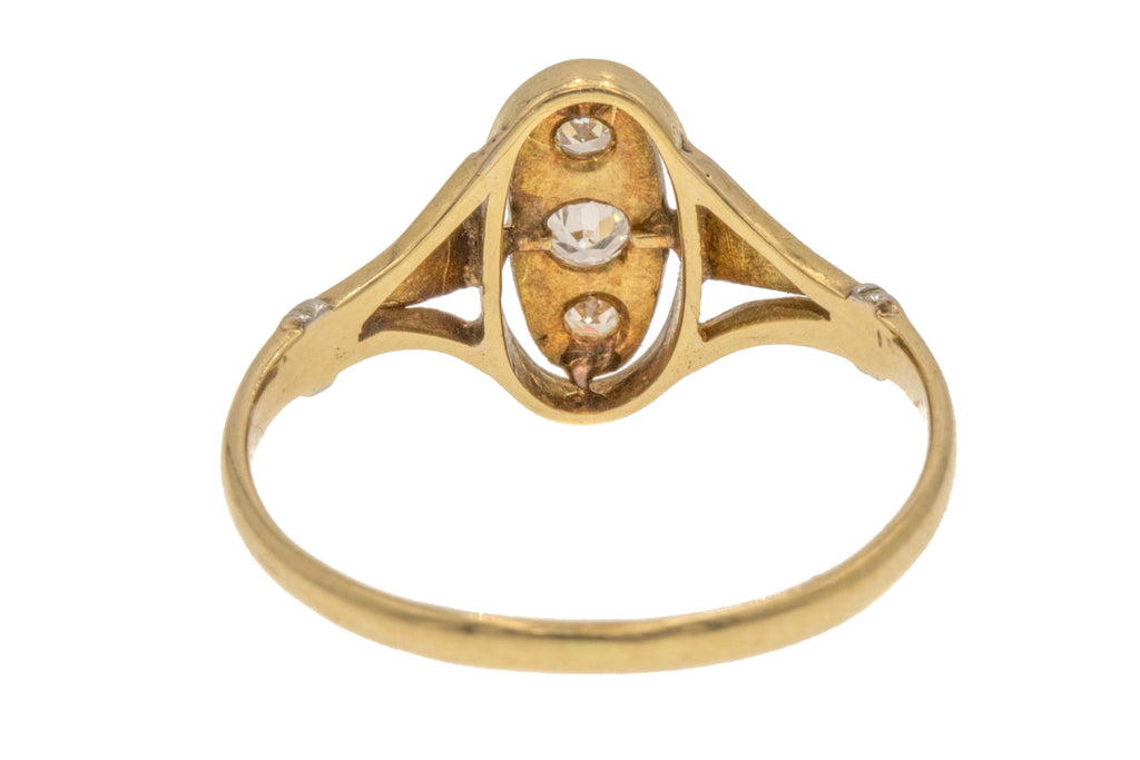 Art Deco 18ct Gold Diamond Trilogy Ring