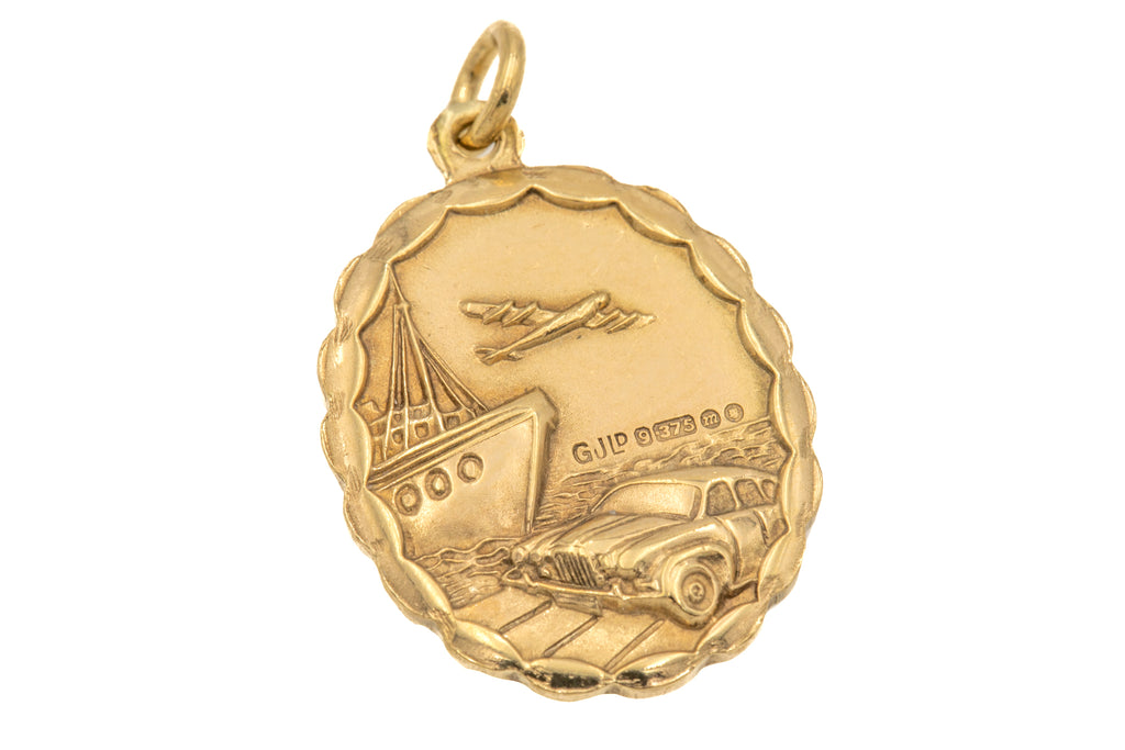 9ct Gold Oval St Christopher Travel Pendant