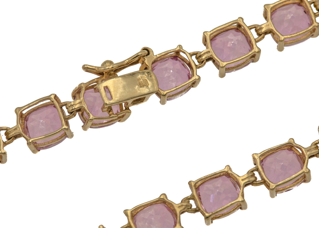 7" 9ct Gold Pink Topaz Bracelet