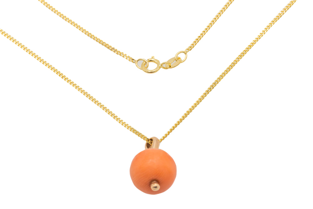 16" 9ct Gold Coral Pendant Necklace