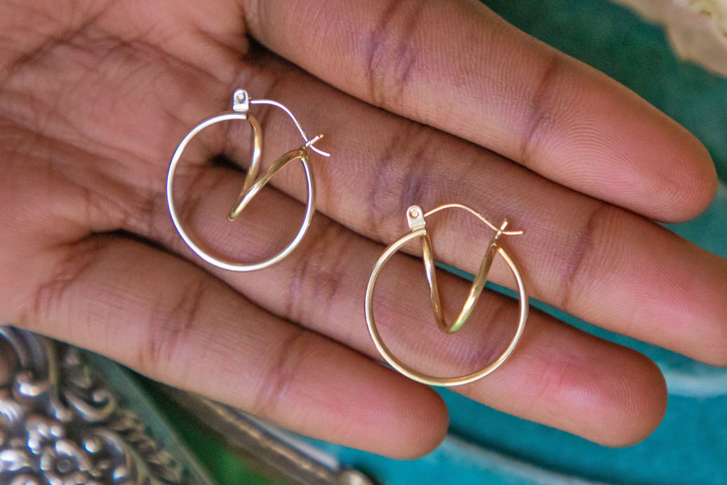 14ct Gold Twist Hoop Earrings