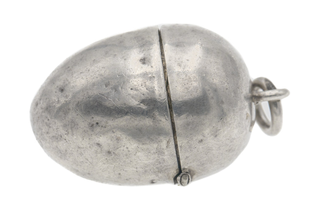 Antique Silver Egg Vinaigrette Pendant