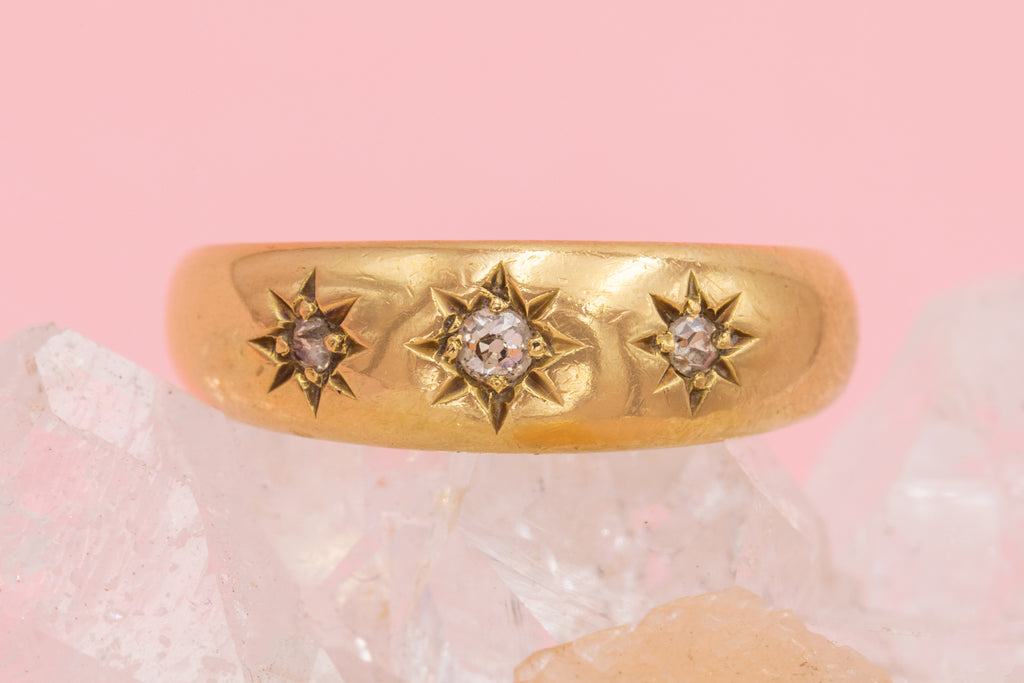 Victorian 18ct Gold Diamond Star Set "Gypsy" Ring