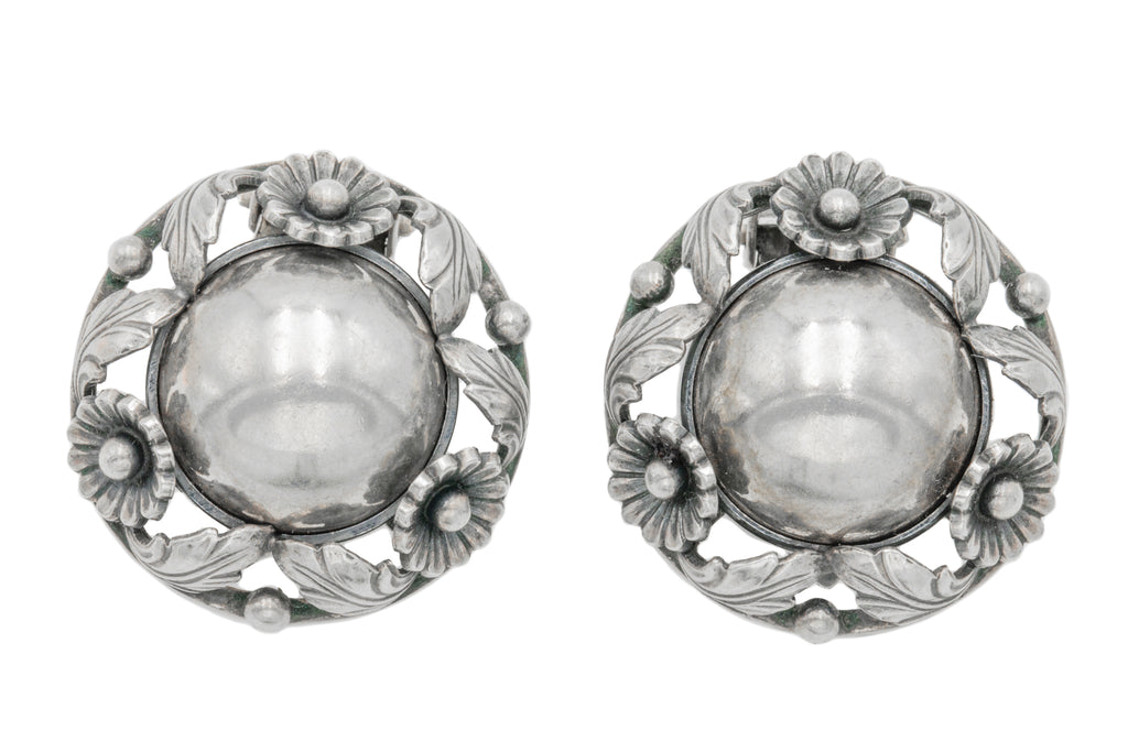 Flower Dome Silver Clip On Earrings, by Niels Erik From