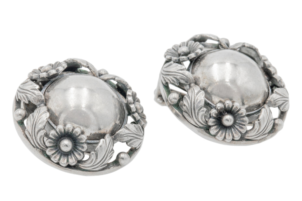 Flower Dome Silver Clip On Earrings, by Niels Erik From
